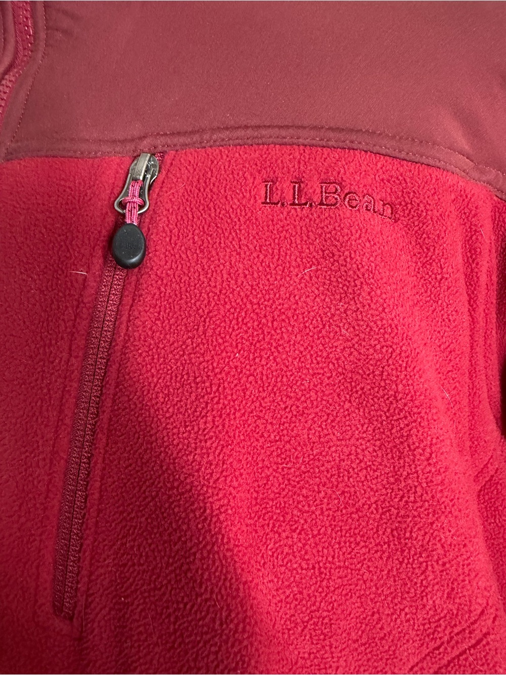 LL Bean Men’s Polartec Thinsulate Soft Shell -SZ L- Burgundy Flex Fleece Jacket - Picture 5 of 9